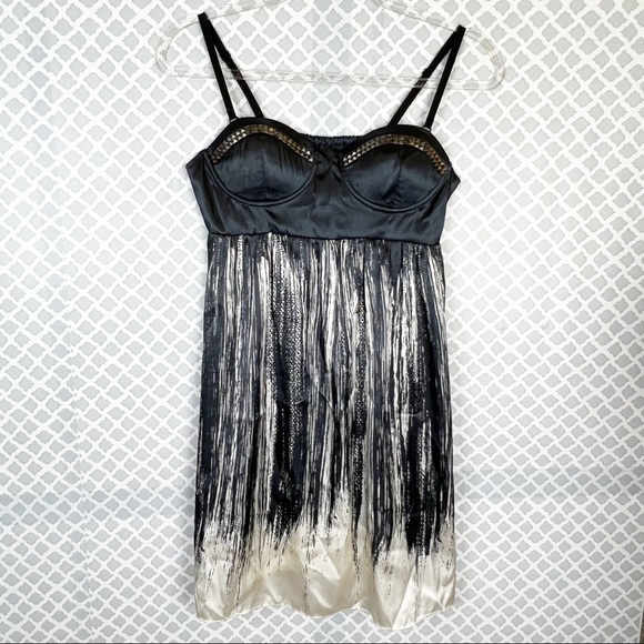 Guess Dresses & Skirts - EUC Guess Y2K Ivory Black Studded Bustier Mini Dress